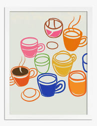 Colorful Coffee Moments Art Print - White