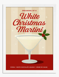 White Christmas Martini Art Print - White