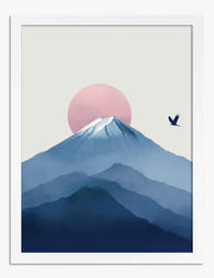 Sunrise Over Blue Peaks Art Print - White