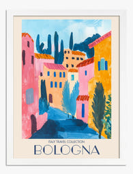 Colorful Bologna Streets Art Print - White