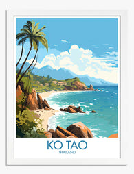 Ko Tao Coastal View Art Print White