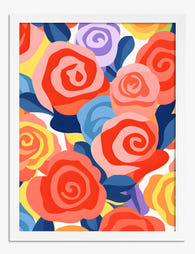 Bold Spiral Blooms Art Print - White