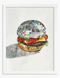 Disco Delight Burger Art Print - White