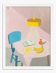 Sunlit Morning Table Art Print - White