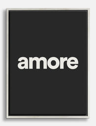 Amore Minimal Word Art Canvas Print Silver