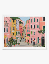 Cinque Terre Street Scene Art Print White