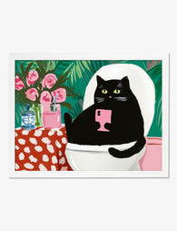 Cat’s Me Time Moment Art Print White