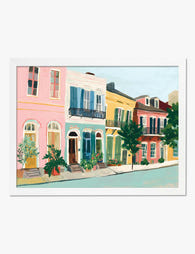 Colorful New Orleans Row Art Print White