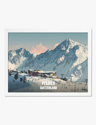 Snowy Verbier Escape Art Print White