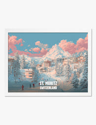 Winter in St. Moritz Art Print White
