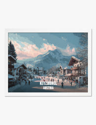 Winter in Kitzbühel Art Print White