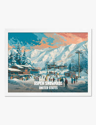 Aspen Winter Village Art Print White