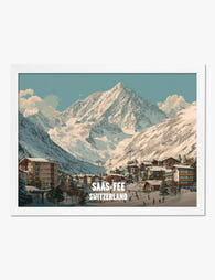 Swiss Alpine Village Vista Art Print White