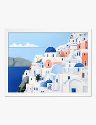 Santorini Sunscape Art Print White