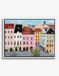 Pastel Prague Streets Canvas Print White