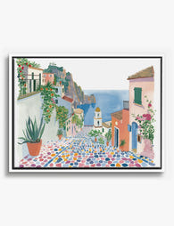 Positano Pastel Promenade Canvas Print White