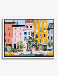 Colorful NYC Street Scene Canvas Print White