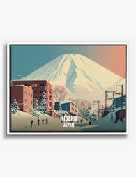 Snowy Streets of Niseko Canvas Print White