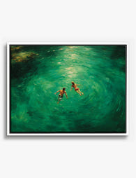 Sunlit Swim Escape Canvas Print White