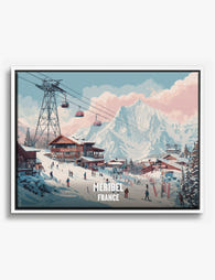 Snowy Méribel Village Scene Canvas Print White