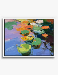 Monet Inspired Water Lilies Canvas Print White