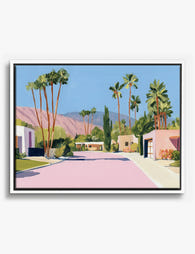Pastel Palm Springs Lane Canvas Print White