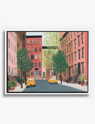 Sunny NYC Street Scene Canvas Print White