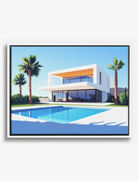 Modern Oasis Retreat Canvas Print White