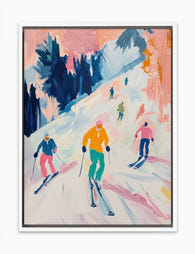 Vibrant Ski Adventure Canvas Print White