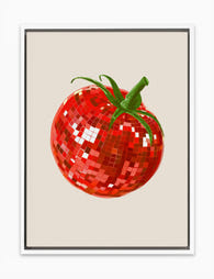 Tomato Disco Ball Canvas Print White Frame