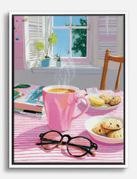 Cozy Morning Rituals Canvas Print White