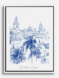 Seville Skyline Charm Canvas Print White