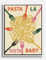 Pasta Party Pop Canvas Print White