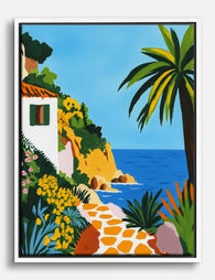 Mediterranean Coastal Pathway Canvas Print White