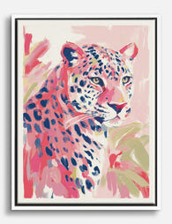 Pink Leopard Muse Canvas Print White