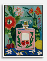 Botanical Perfume Still Life Canvas Print White