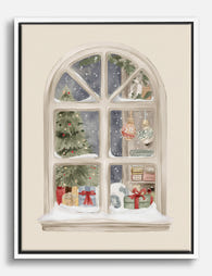 Holiday Window Magic Canvas Print White