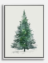 Snowy Evergreen Glow Canvas Print White