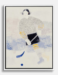 Playful Hockey Spirit Canvas Print White