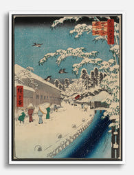 Snowfall Serenity by Hiroshige Canvas Print White