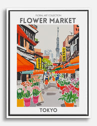Tokyo Flower Vibes Canvas Print White