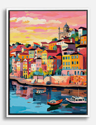 Porto Sunset Charm Canvas Print White