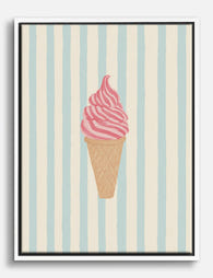 Strawberry Swirl Cone Canvas Print White