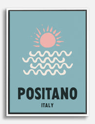 Positano Sun Waves Canvas Print White