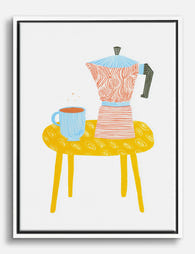 Morning Coffee Ritual Canvas Print White