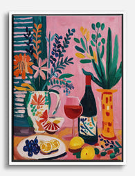 Vibrant Table Gathering Canvas Print - White