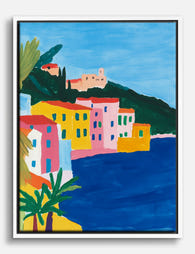 Vibrant Italian Seaside Canvas Print White