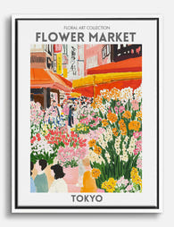 Tokyo Floral Vibes Canvas Print White