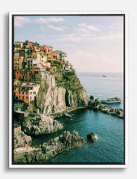 Coastal Italian Village Canvas Print White