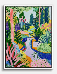 Vibrant Summer Garden Canvas Print White